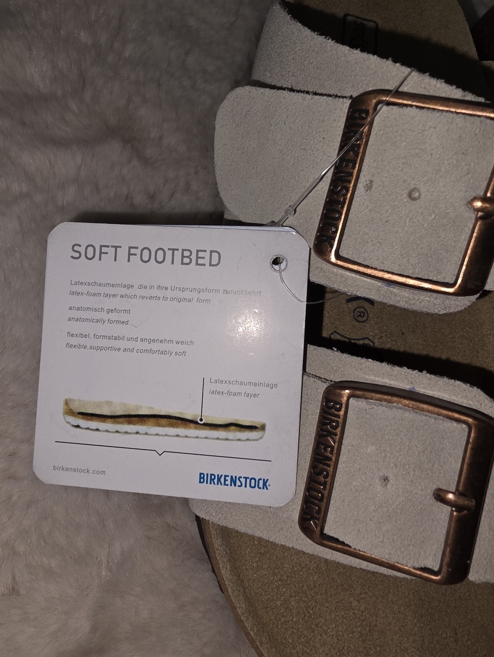 Birkenstock Arizona Soft Footbed Suede Leather Antique White Size 7/38 - Picture 3 of 8